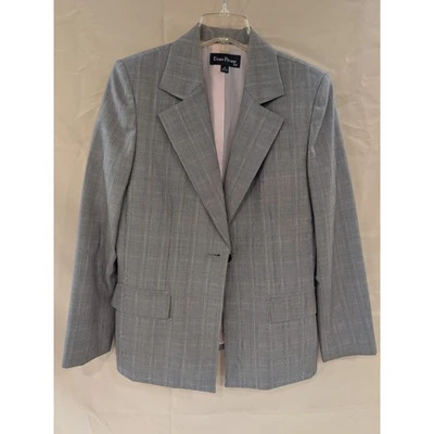 Evan Picone Suit Blazer Gray Plaid Career Business Women's Size 12 - Image 1 of 4
