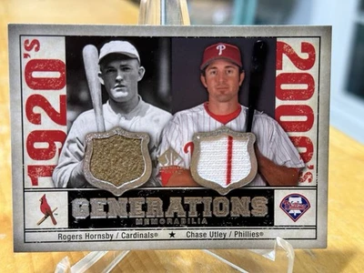 2008 Upper Deck SP Legendary Cuts Generations Rogers Hornsby Chase Utley Jersey - Image 1 of 2
