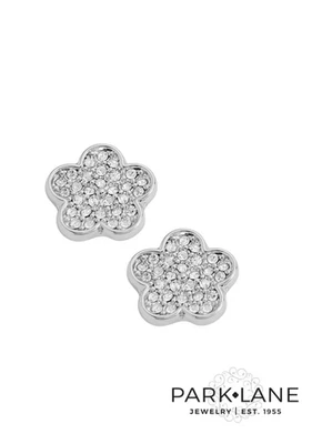 Pendientes caprichosos Park Lane tono plata placa de rodio flor circonita cúbica perno nuevos Foto 1 de 4