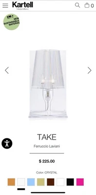 Abajur de mesa Kartell Take por Ferruccio Laviani cristal transparente acrílico Itália moderno - Imagem 1 de 3