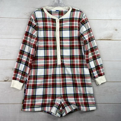 NWT Old Navy Womens Pajamas Sz S Plaid Fleece Cozy Shortall Romper Shorts 1 Pc - Image 1 of 4