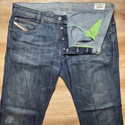 Jeans masculino Diesel 38x32 azul paddom perna reta lavagem lamacenta escura algodão 0071S - Imagem 1 de 4