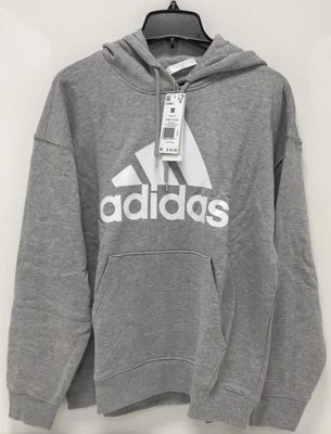 Adidas Women's Hooded Sweatshirt in Heather Grey Size Medium - Image 1 of 3