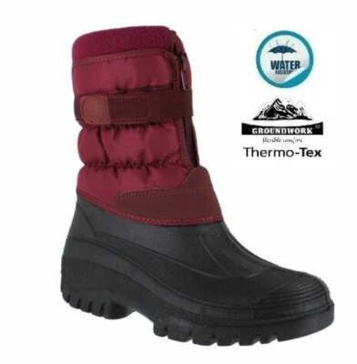 GROUNDWORK Ladies New Snow Winter Mucker Wellington Boots Warm Thermal Lined Shoes UK Sizes
