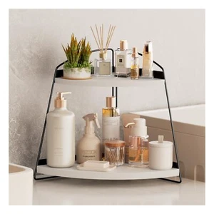 Corner Bathroom Counter Organizer 2tier Wood Countertop Bathroom Sink Corner She - Picture 1 of 5