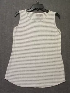Chicos Zenergy Tank Sweater Woman Size 0 White + Gray Ribbed Sleeveless Top - Picture 1 of 6
