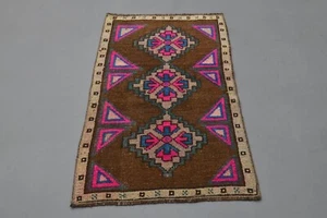 1'6 x 2'8 Fuß handgefertigter türkischer Vintage Oushak Teppich, Kinderzimmer Teppich, Wolle kleiner Teppich - Bild 1 von 8