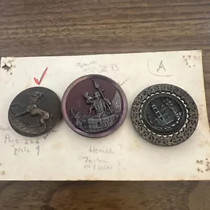 Antique Vintage Brass Picture Button Buttons - Estate Fresh - Picture 1 of 5