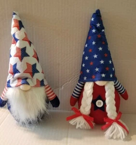 New☆ Patriotic Faceless Plush Gnome Set☆2 Pcs☆weighted - Picture 1 of 5