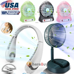 USB Portable Neck Hanging Fan Cooling Air Cooler Mini Table Floor Desk Fan NEW - Picture 1 of 152