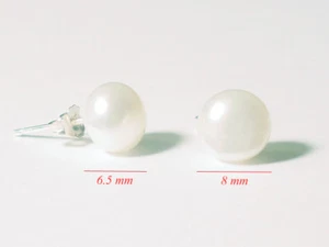 ECHT 8mm SÜSSWASSER PERLEN OHRRINGE 925 SILBER OHRSTECKER WEISS HOCHGLANZ GESCHENK BX - Bild 1 von 2