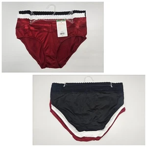 3Pk WARNERS No Pinching Women L XL Micro Hipsters Lace Waistband Black White Red - Picture 1 of 5