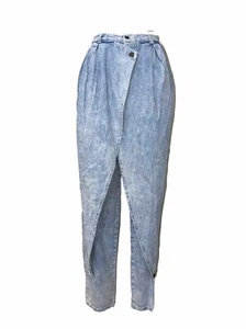 Pantalones de mezclilla vintage Cherokee 5 (22X28) azul algodón lavado ácido plisado paracaídas - Imagen 1 de 12