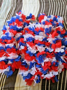 LOT OF 10 Patriotic Red, White, And Blue Costume Flower Lei One Size Fits Most - Foto 1 di 2
