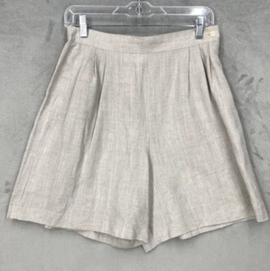 Pantaloncini corti vintage Y2K casual pieghettati ad angolo vita alta misto lino. Vestibilità rilassata - Foto 1 di 12