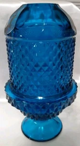 Viking Bluenique Vidrio Diamante Punta Hada Lámpara Azul Claro Vela Votiva 7" Chip - Imagen 1 de 13