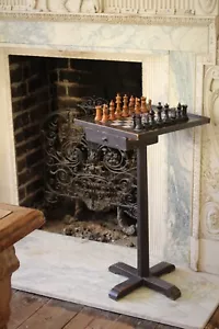 Late 18th George III Provincial Folk Art Painted Oak Games Chess Side Table - Picture 1 of 21