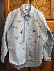 Womens Casey Coleman long sleeve blue shirt embroidered bulls XL - Picture 1 of 4
