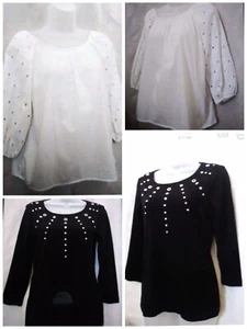 Lot Of Two Karen Scott & A New Day Sz XS Women Black/White 3/4Sleeve Blouse Tops - Picture 1 of 21