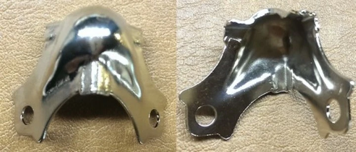 FURNITURE KNOWLEDGE 2 Prong Trunk Corners Nickel Plated - chest steamer vintage antique restore old