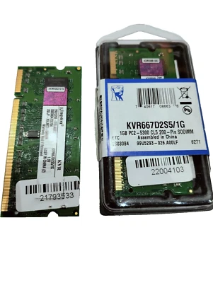 Memoria RAM KINGSTON 1GB PC2  5300 CL5 200-PIN SODIMM  - Immagine 1 di 4