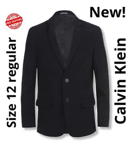 Calvin Klein Boys Bi-Stretch Blazer Suit Jacket 2-Button Single Breasted. Navy - Picture 1 of 4