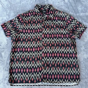 Banana Republic Shirt Mens XXL Multicolor Geometric Short Sleeve Linen Blend - Picture 1 of 9
