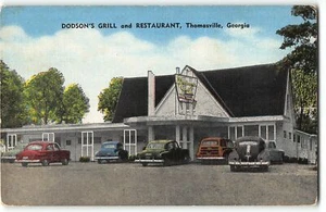 Dodson's Grill and Restaurant, Thomasville GA - 1940s Linen Postcard - Bild 1 von 2