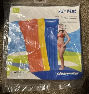 Alfombra de aire inflable para piscina vintage para nadar 69”x23” flotador de balsa NUEVA NOS azul Clearwater - Imagen 1 de 4