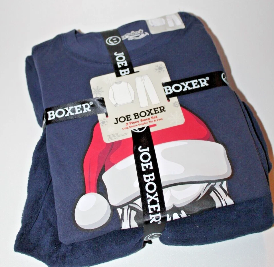 Conjunto de pijama Joe Boxer masculino caveira Papai Noel lã manga longa gráfico camiseta e calça - Imagem 1 de 4