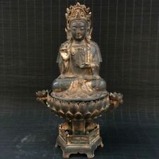 10" China old Antique bronze gilt handmade Yellow Jambhala Buddha statue.