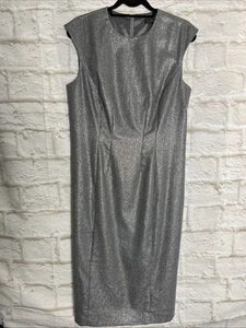 Brooks Brothers Silver Metallic Sheath Wool Blend Dress. Size 12. #P6 - Picture 1 of 17