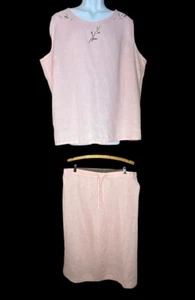 Charms XL VTG 2 piece Pale Pink 100% linen skirt and top set - Picture 1 of 6