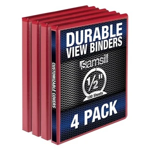 Durable .5 Inch Binder, Made in the USA, Round Ring Customizable Clear View B... - Picture 1 of 6