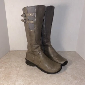 Keen Tall Boots Women's Green Leather Side Zip With Double Buckle Women Size 7.5 - Picture 1 of 9