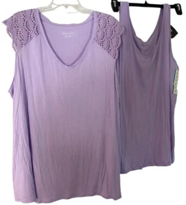 Lot 2 Ava & Viv Tank Tops Women’s Plus Sleeveless Purple Size 3X New - Picture 1 of 4