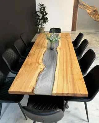 Grey Epoxy Resin Dining Table Top, Resin Epoxy Dining Table Top, Home Decor - Image 1 of 4