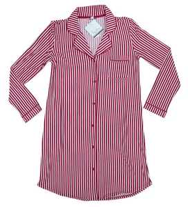 Camisa de dormir para mujer Roudelain con botones delanteros a rayas de largo S nueva con etiquetas roja/blanca - Imagen 1 de 2