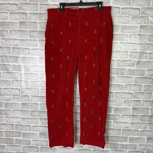 VTG Polo Ralph Lauren 90s Red Corduroy Embroidered Crest logo Pants Mens 34 x 30 - Picture 1 of 10