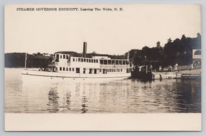 RPPC Steamer Governor Endicott Steamship Leaving Weirs NH New Hampshire Postcard - Picture 1 of 4