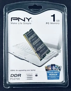 PNY PC2700 1 GB SO-DIMM 333 MHz DDR MEMORY(MN1024SD1-333) NEW - Picture 1 of 6
