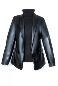 Leder-Blazer in Edel-Business Style aus hochwertigem Kunstleder in schwarz - Bild 1 von 12