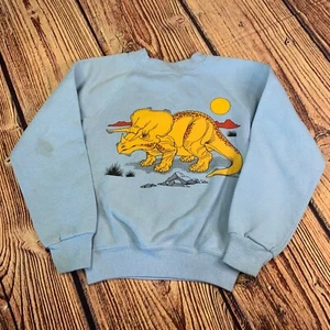 Bassett Walker Vintage 80s Dinosaur Sweatshirt Graphic Crewneck Pullover Kids M - Picture 1 of 9