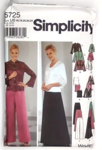 Patrón de costura Simplicity 5725 talla U5 16 18 20 22 24 SIN CORTAR - Imagen 1 de 5