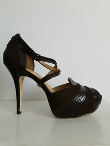 L.A.M.B. ZAPATOS DE SALÓN GWEN STEFANI MIYAGI MARRÓN SERPIENTE CUERO PLATAFORMA 9.5 I LOVE - Imagen 1 de 9
