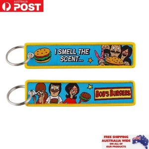 Tv Series Bobs Burgers Cartoon Keychain Keyring Double Sided Embroidered Key Tag - Picture 1 of 1