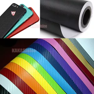 Stretchable 3D Texture Carbon Fiber Vinyl Wrap Film Car House Sticker Decal AB - Foto 1 di 28