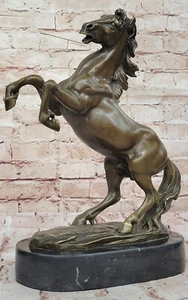 Hot Cast Rearing Horse Animal Stallion Artwork Bronze Sculpture Statue Art Decor - Picture 1 of 10