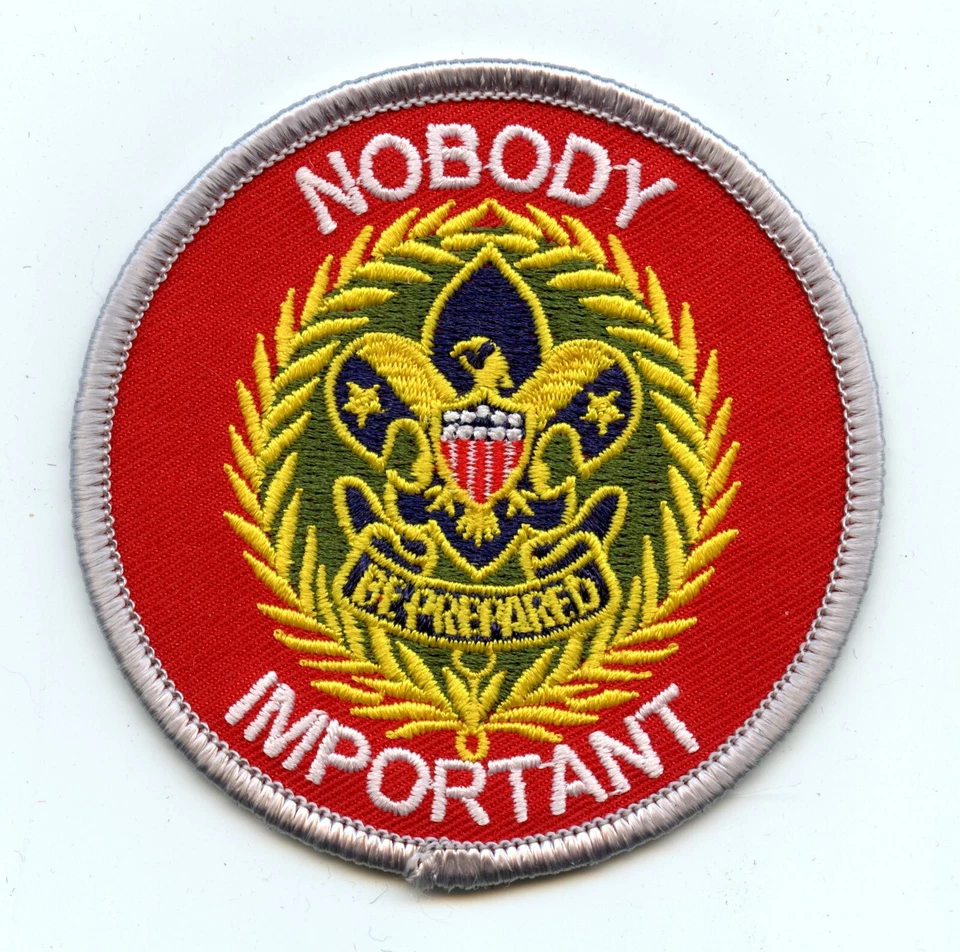 "Nobody Important" commissioner patch position.  Joke/spoof patch - Image 1 of 1