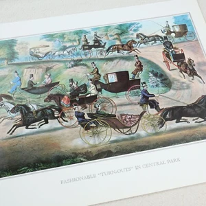 Currier & Ives Vtg Print Fashionable In Central Park Lithograph Art New York NYC - Picture 1 of 9